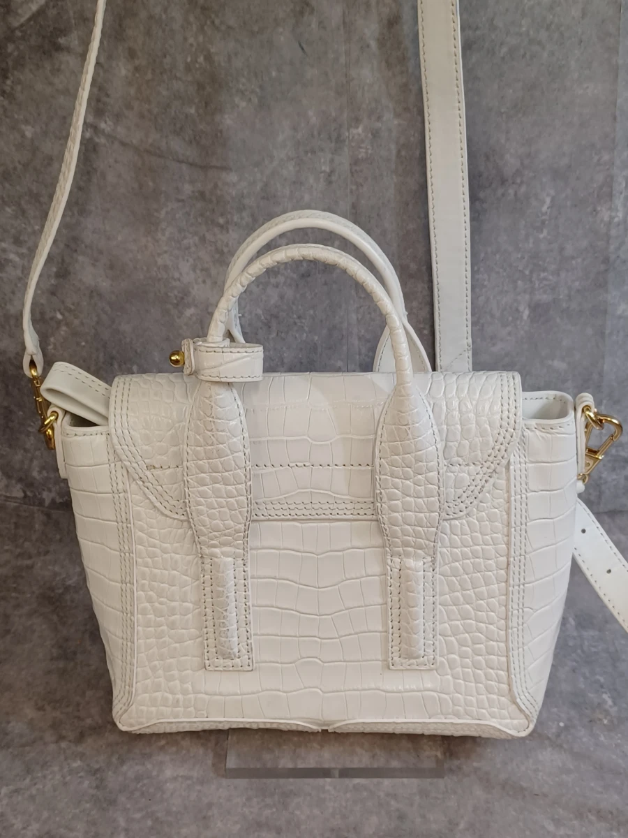3.1 Phillip Lim Pashli mini handtas in wit krokodillenreliëf leder - foto 3