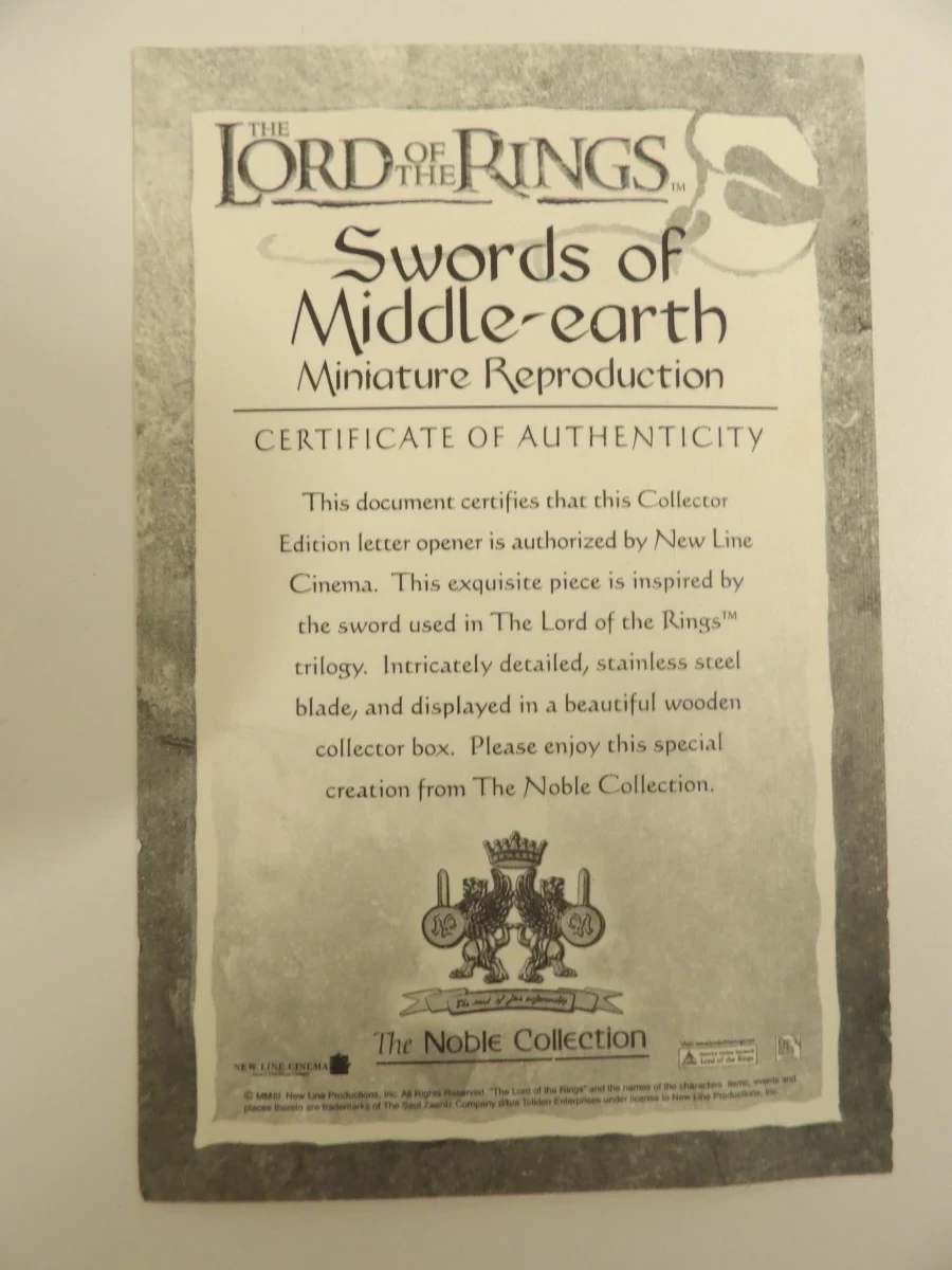 Swords of Middle-earth Miniature Reproduction - The Lord of the Rings (The Noble Collection) - foto 5