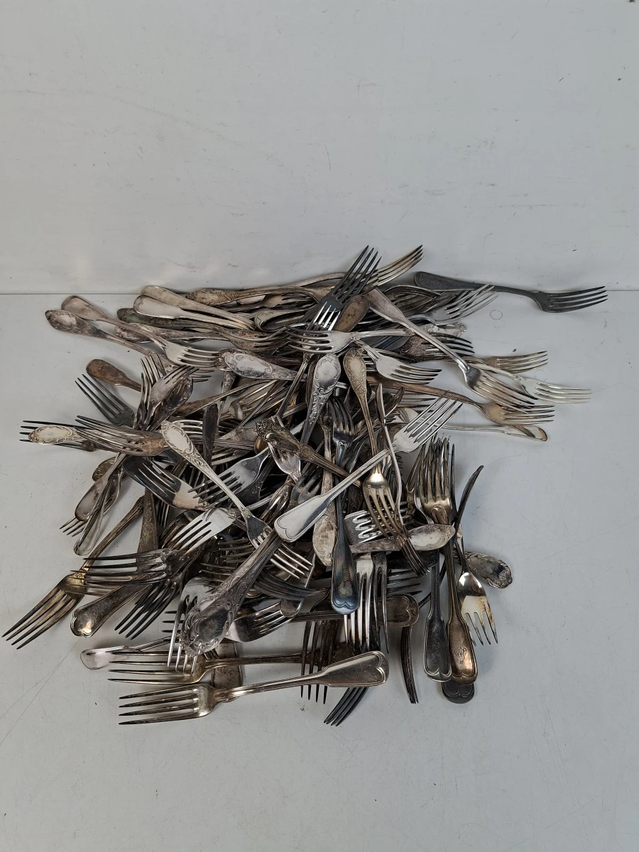 Grote Partij van 100 Vintage & Antieke Vorken – Totaal 6,5 kg! – Diverse Modellen & Maten - foto 2