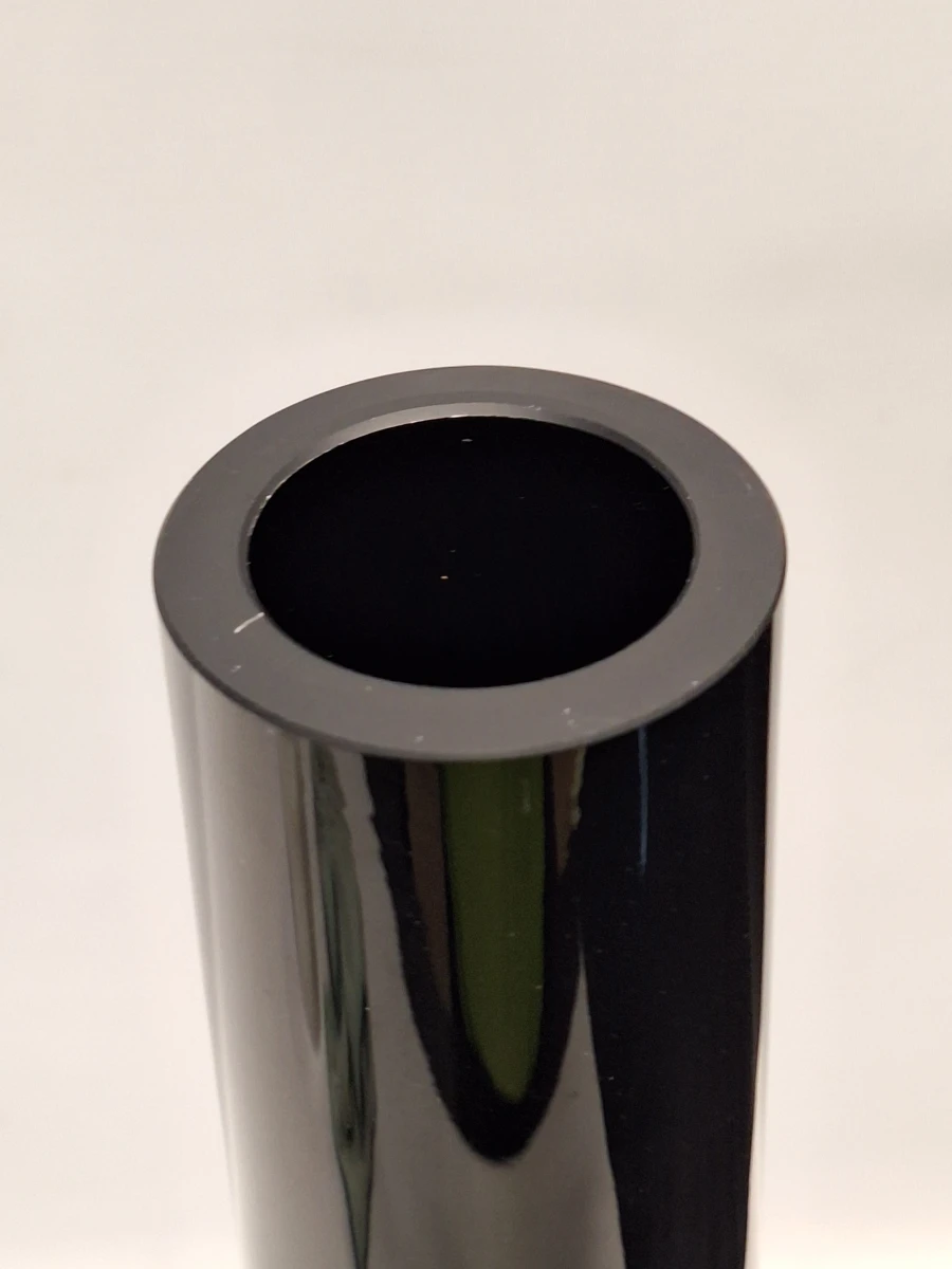 Flesvaas van zwaar mondgeblazen glas in diep aubergine en zwart - XL formaat - foto 3