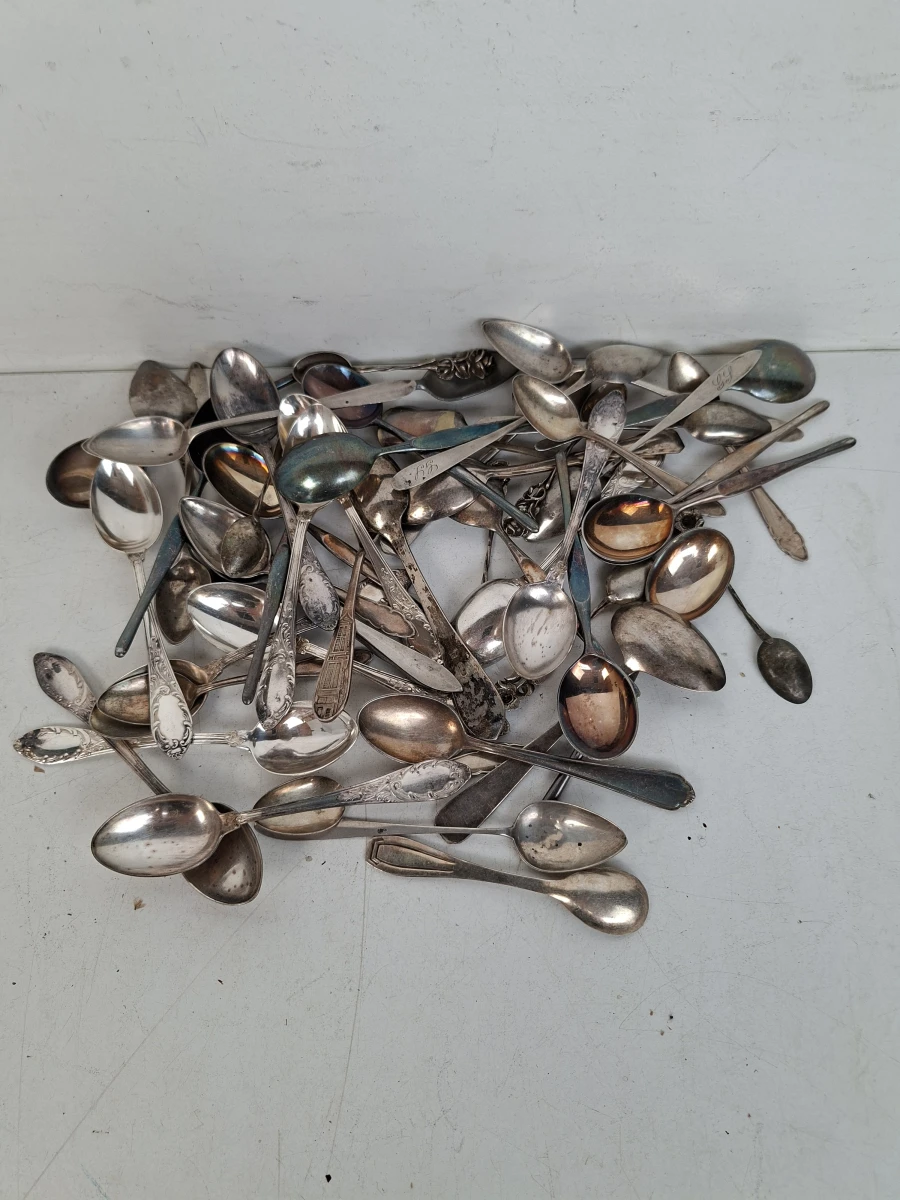 Partij van 50 Vintage & Antieke Koffielepels & Theelepels – Totaal 1 kg! – Diverse Modellen - foto 2