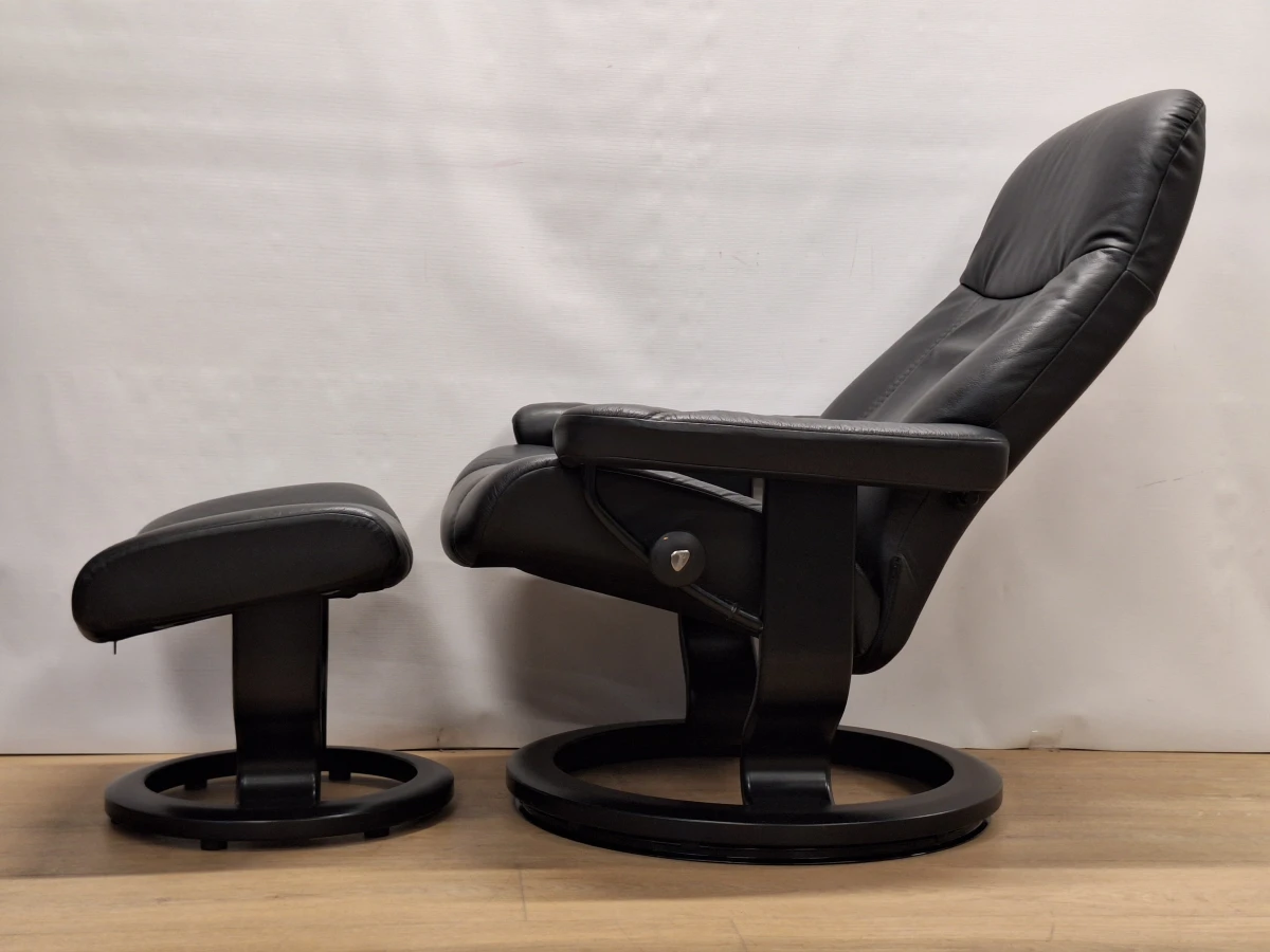 Stressless relaxzetel in zwart leder met bijpassend voetbankje - foto 12