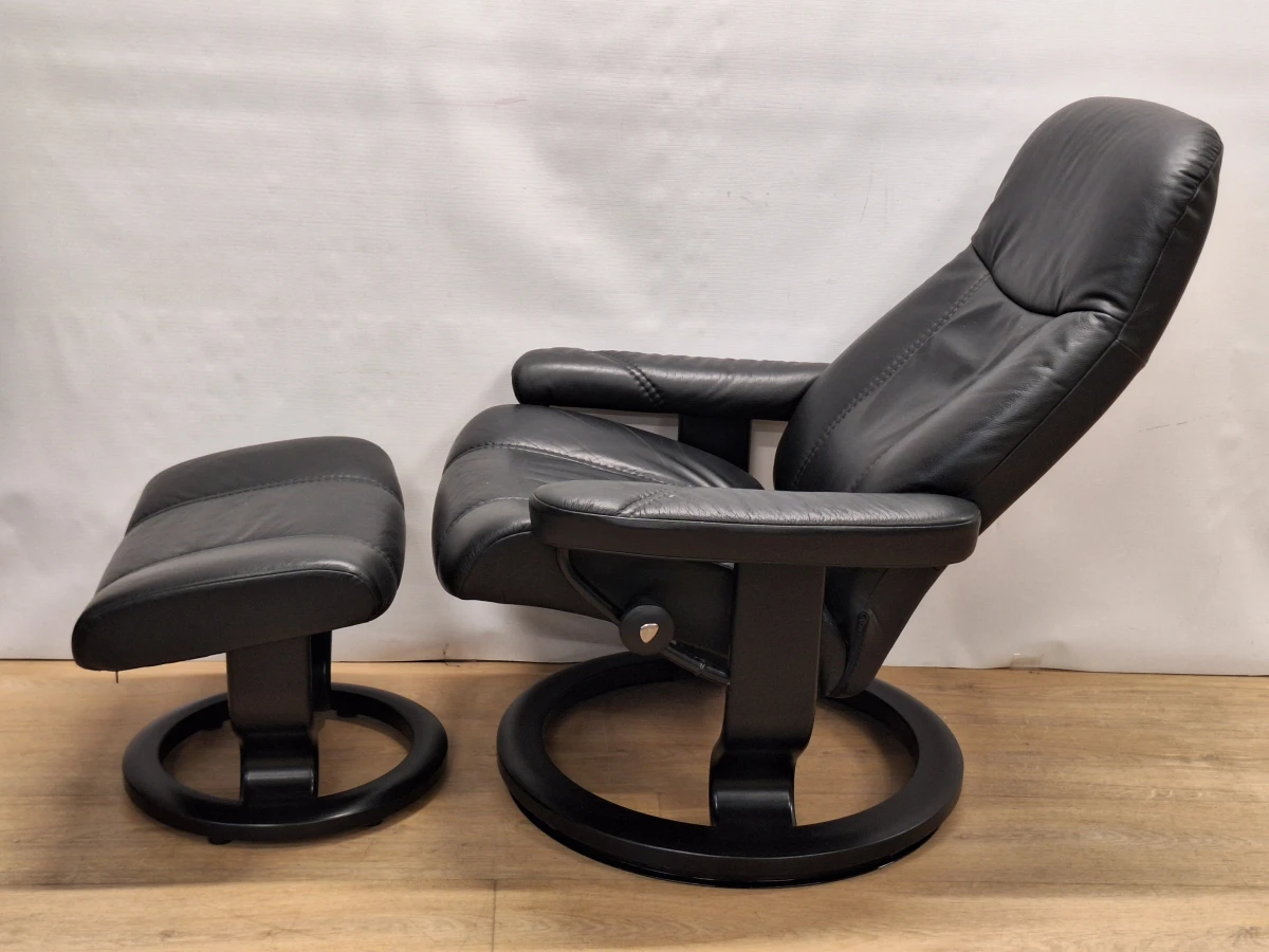 Stressless relaxzetel in zwart leder met bijpassend voetbankje - foto 11