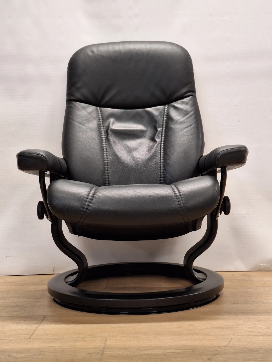 Stressless relaxzetel in zwart leder met bijpassend voetbankje - foto 3