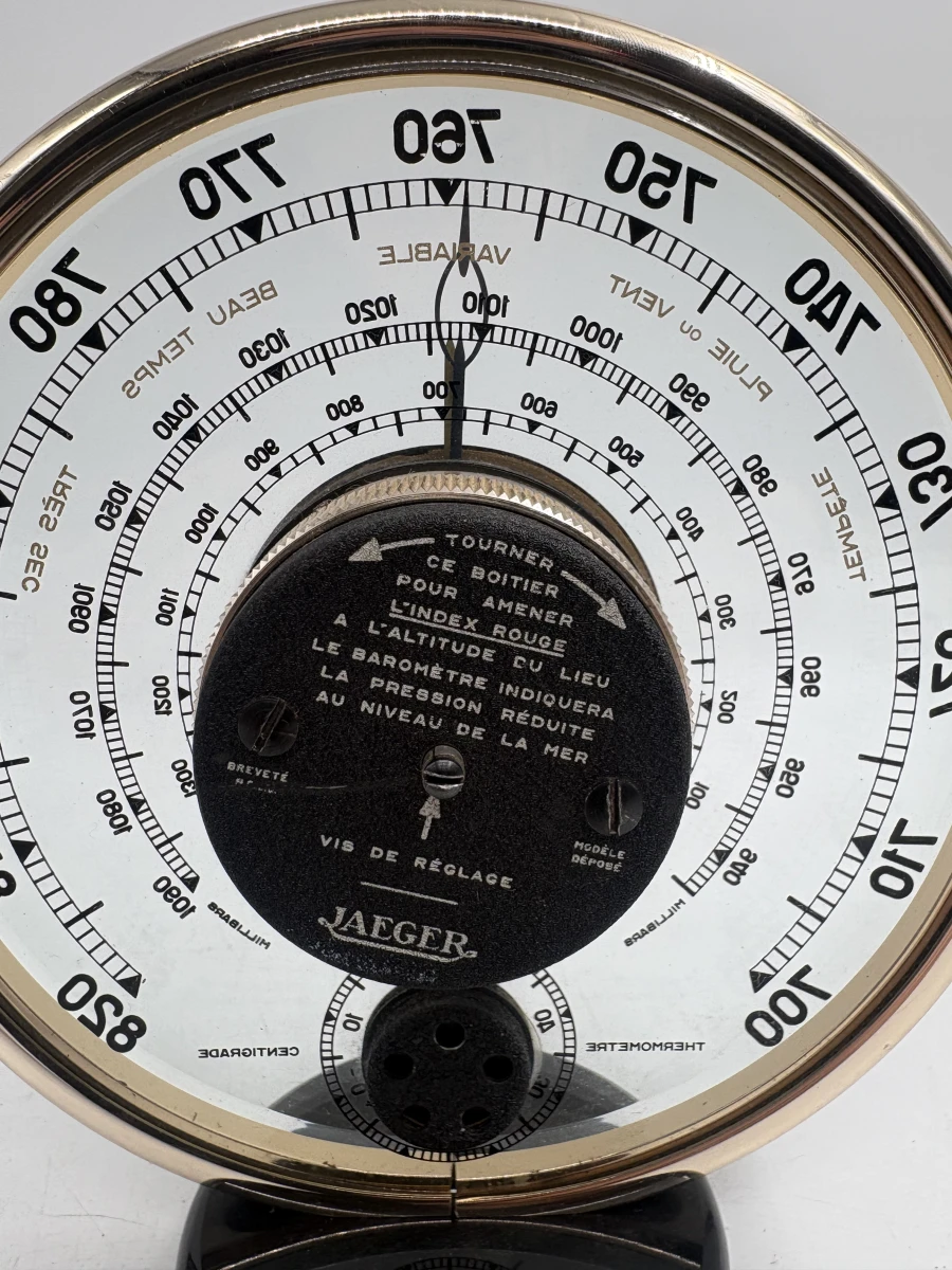 Vintage Jaeger skelet-barometer en thermometer (Model 7.A.B.) - foto 3
