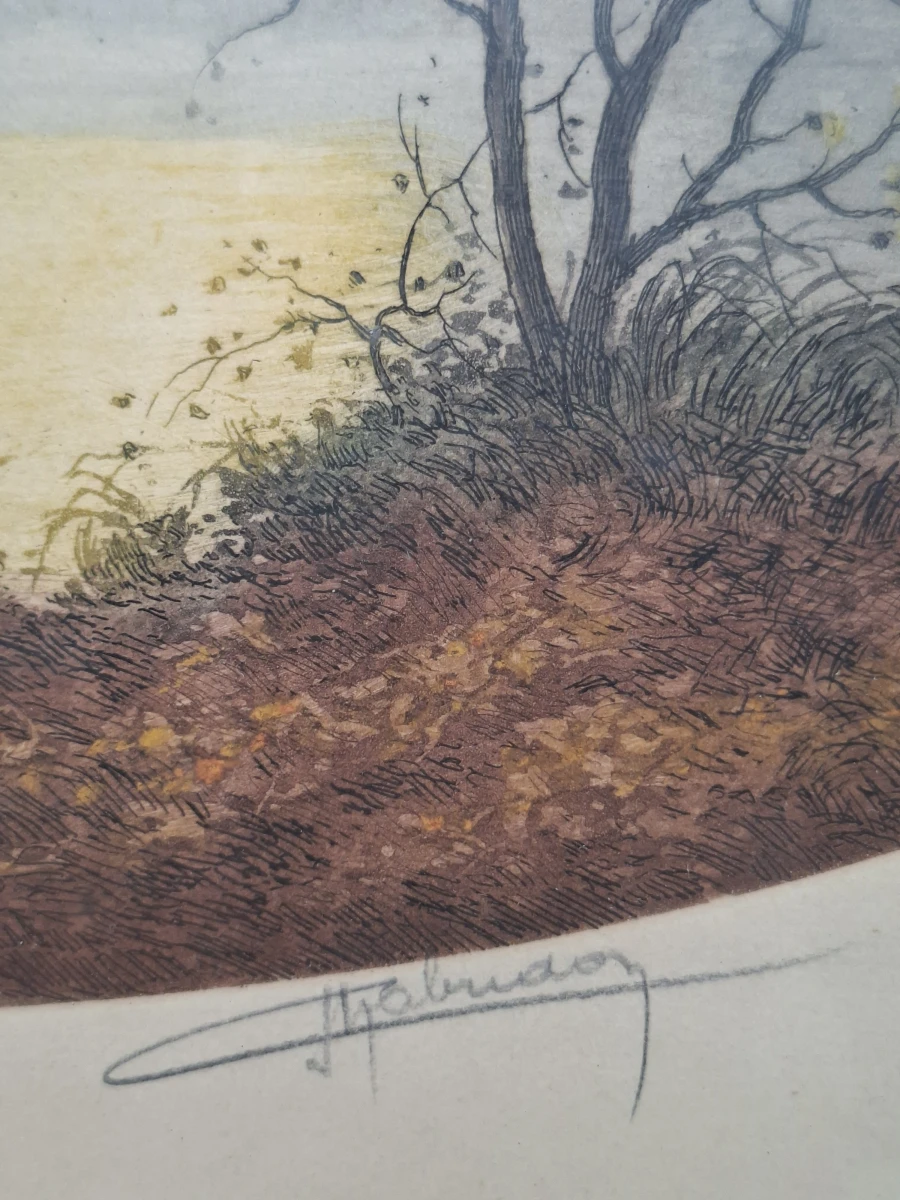 J. Labrador – Originele Kleurenets & Aquatint "Coucher de Soleil" – Handgesigneerd & Epreuve d'Artiste - foto 4