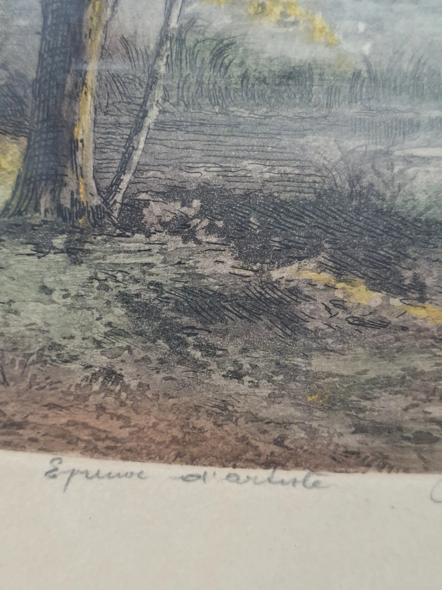 J. Labrador – Originele Kleurenets & Aquatint "Coucher de Soleil" – Handgesigneerd & Epreuve d'Artiste - foto 2