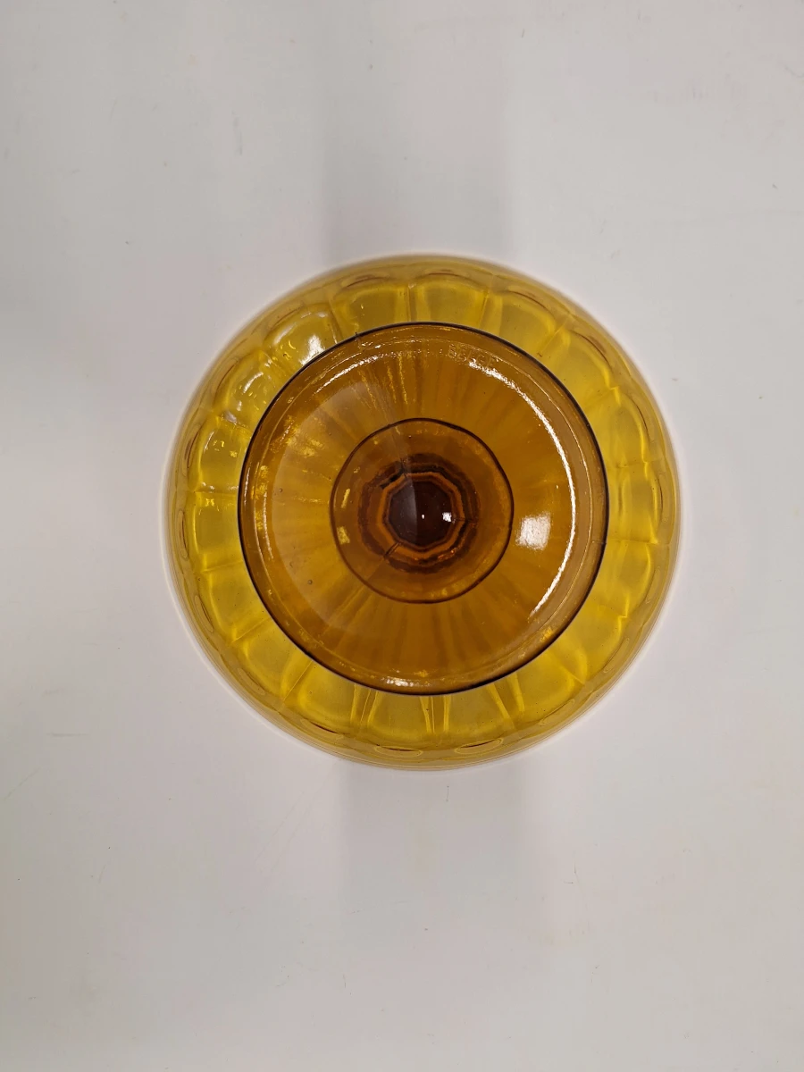 Art-Deco fruitschaal op voet in amberkleurig persglas - foto 4