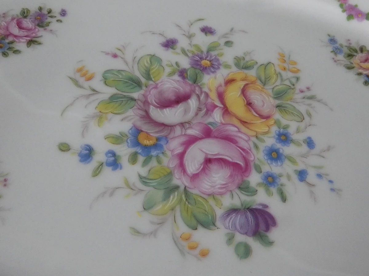 Luxe Mid-Century Driedelige Limoges Porseleinen Serveerset met Messing Monturen - foto 11