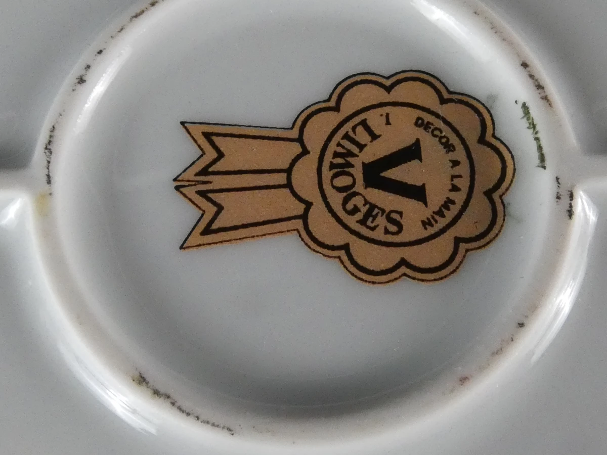 Luxe Mid-Century Driedelige Limoges Porseleinen Serveerset met Messing Monturen - foto 14