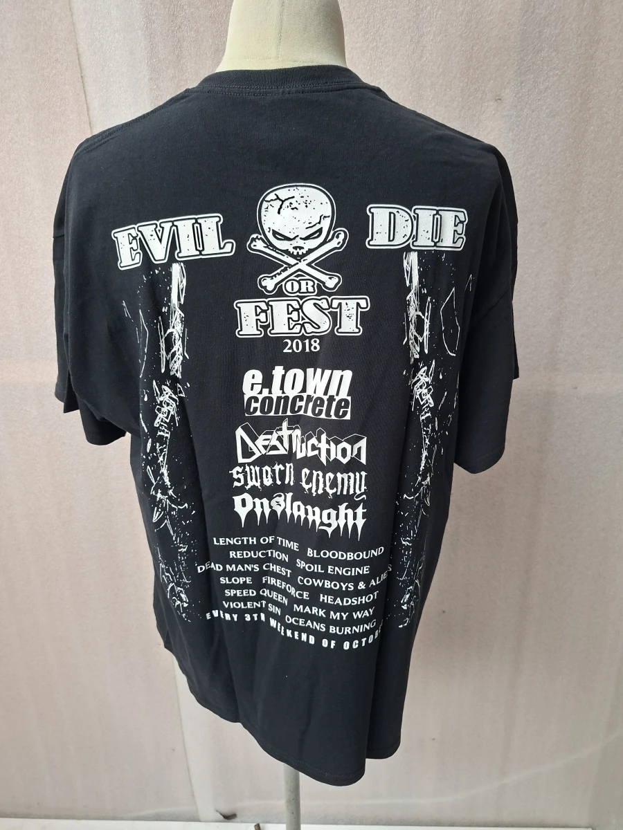 Origineel Evil Or Die Fest 2018 Festival T-Shirt – Maat XL (Gildan Heavy Cotton) - foto 2