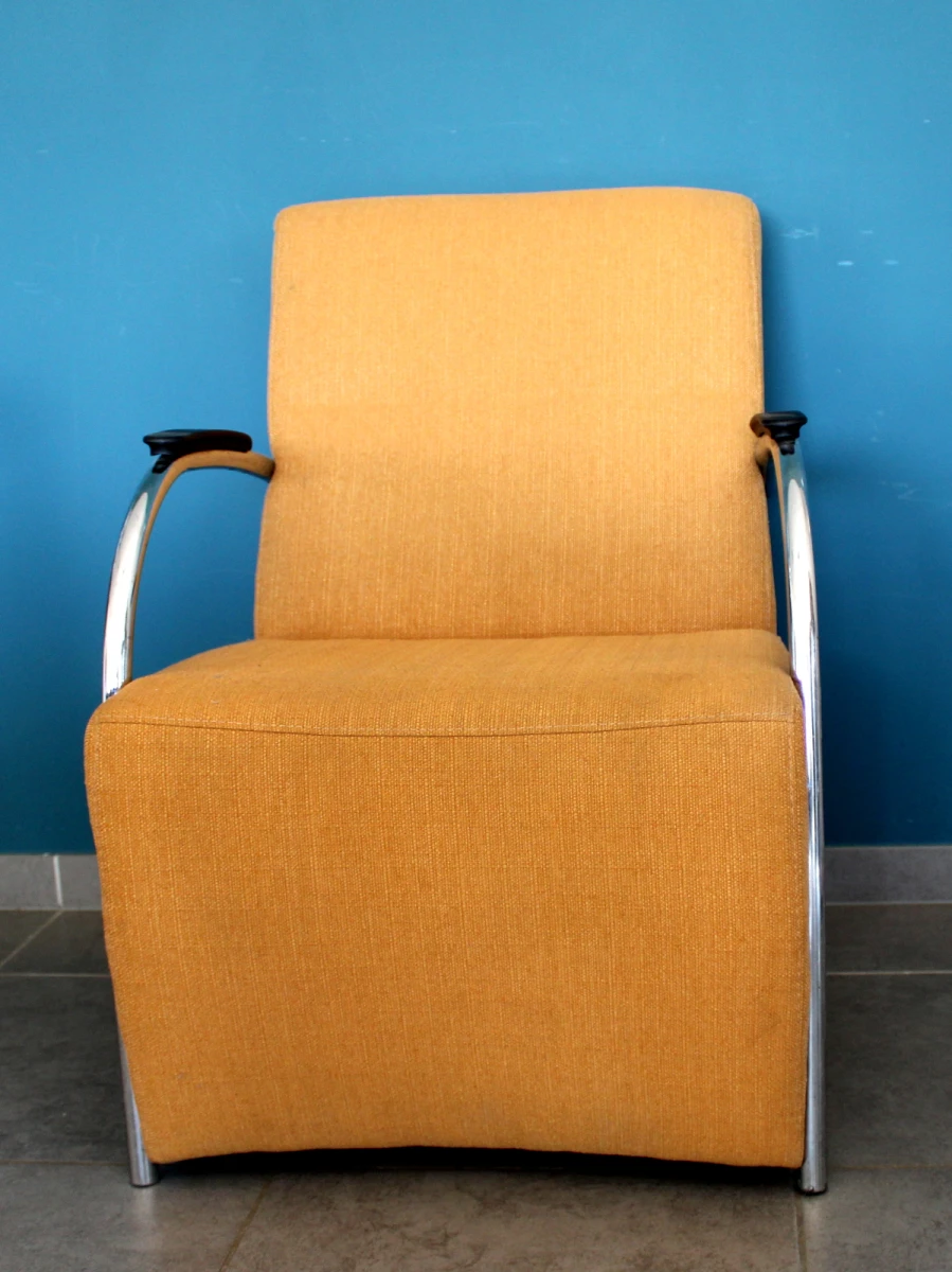 Vintage designfauteuil met verchroomd buisframe - foto 5