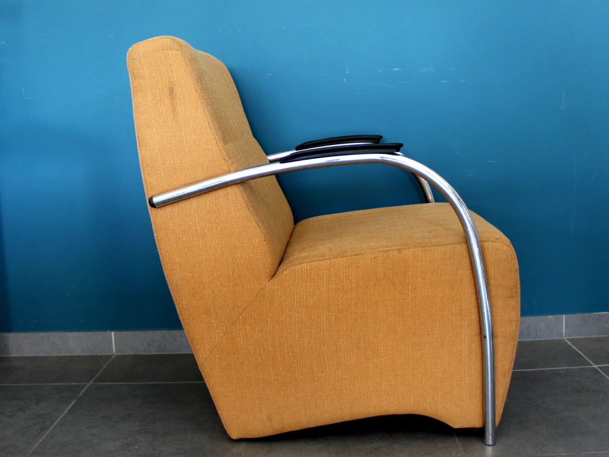 Vintage designfauteuil met verchroomd buisframe - foto 3