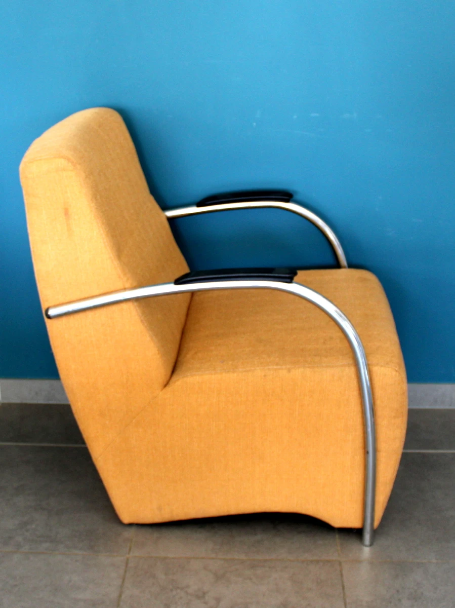 Vintage designfauteuil met verchroomd buisframe - foto 2