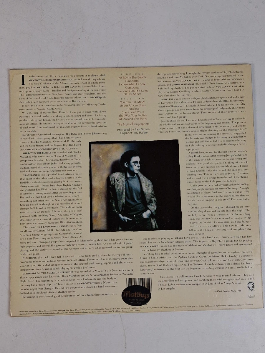 LP : "Graceland" van Paul Simon - foto 2