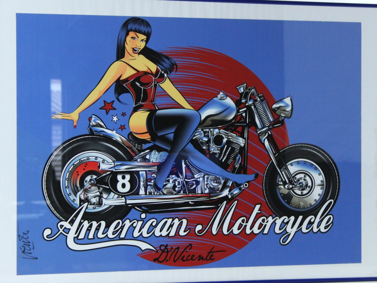 David Vicente “American motorcycle” pin-up poster (gesigneerd) - foto 3