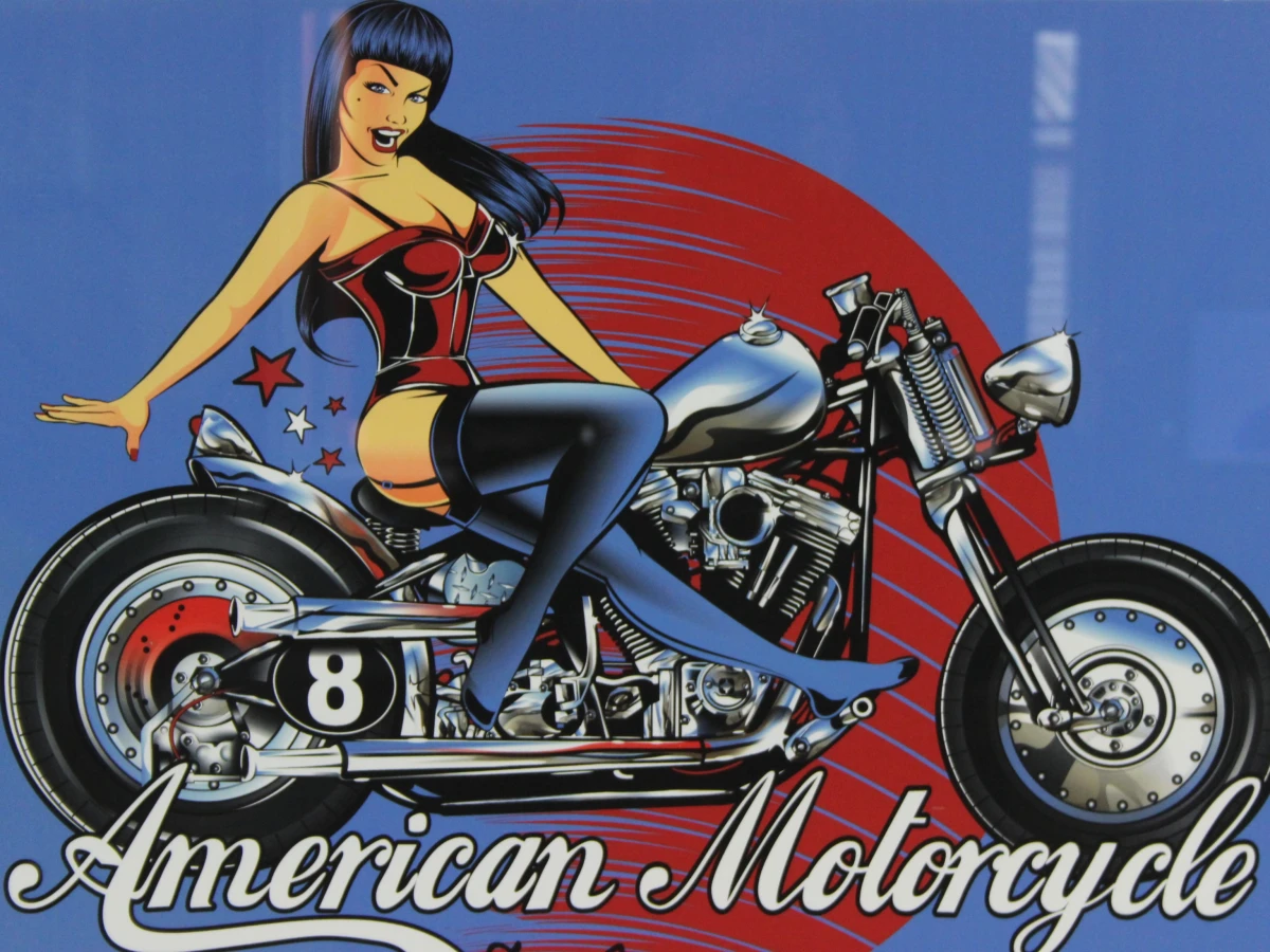 David Vicente “American motorcycle” pin-up poster (gesigneerd) - foto 4