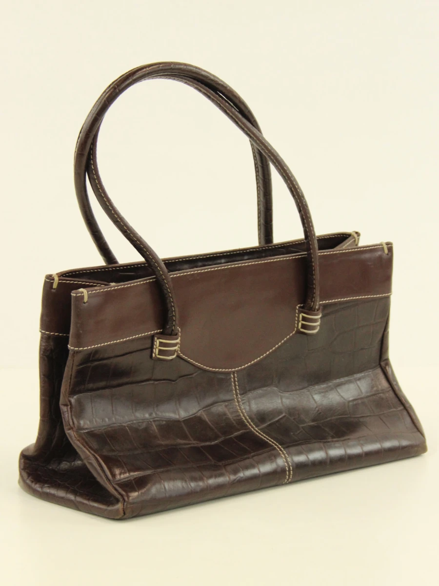 Vintage Tod’s handtas in bruin leder met krokodillenlook - foto 4