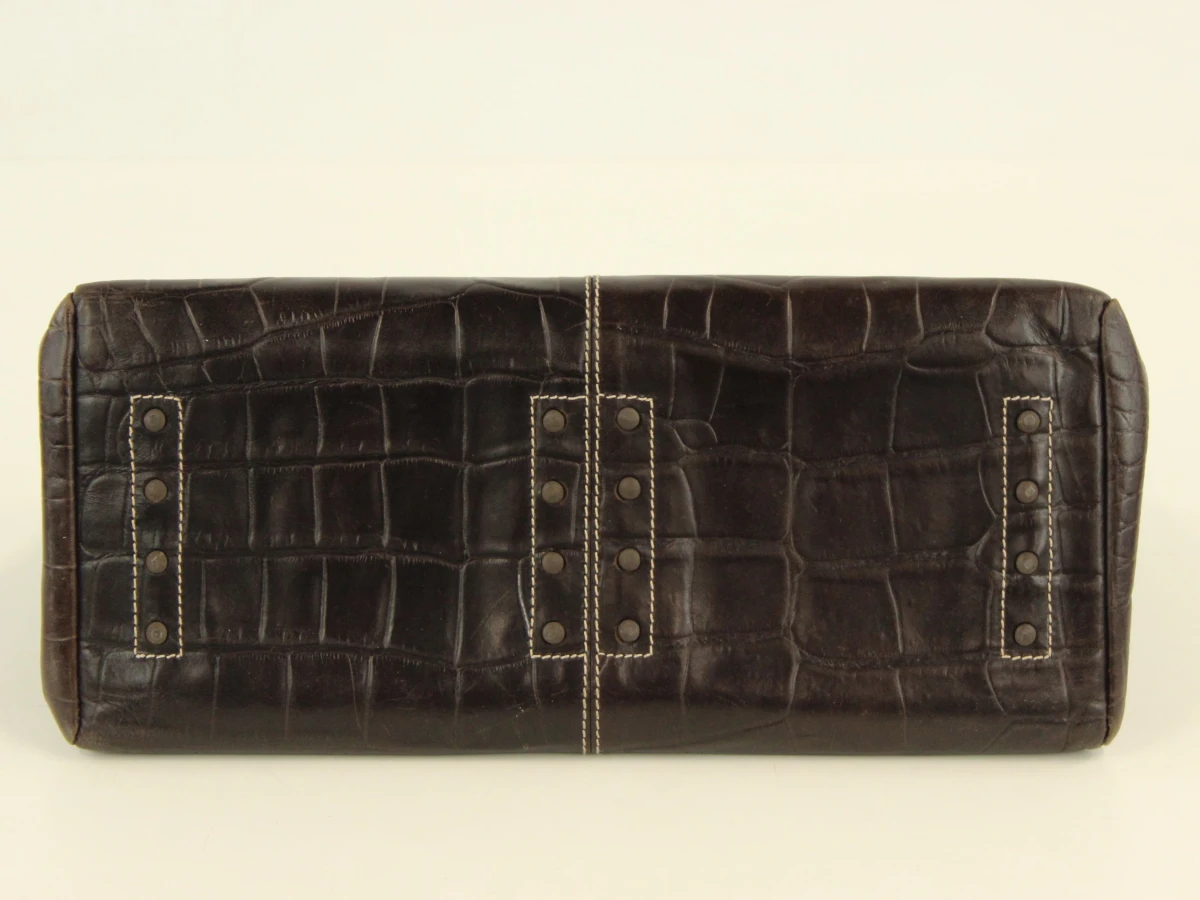 Vintage Tod’s handtas in bruin leder met krokodillenlook - foto 6