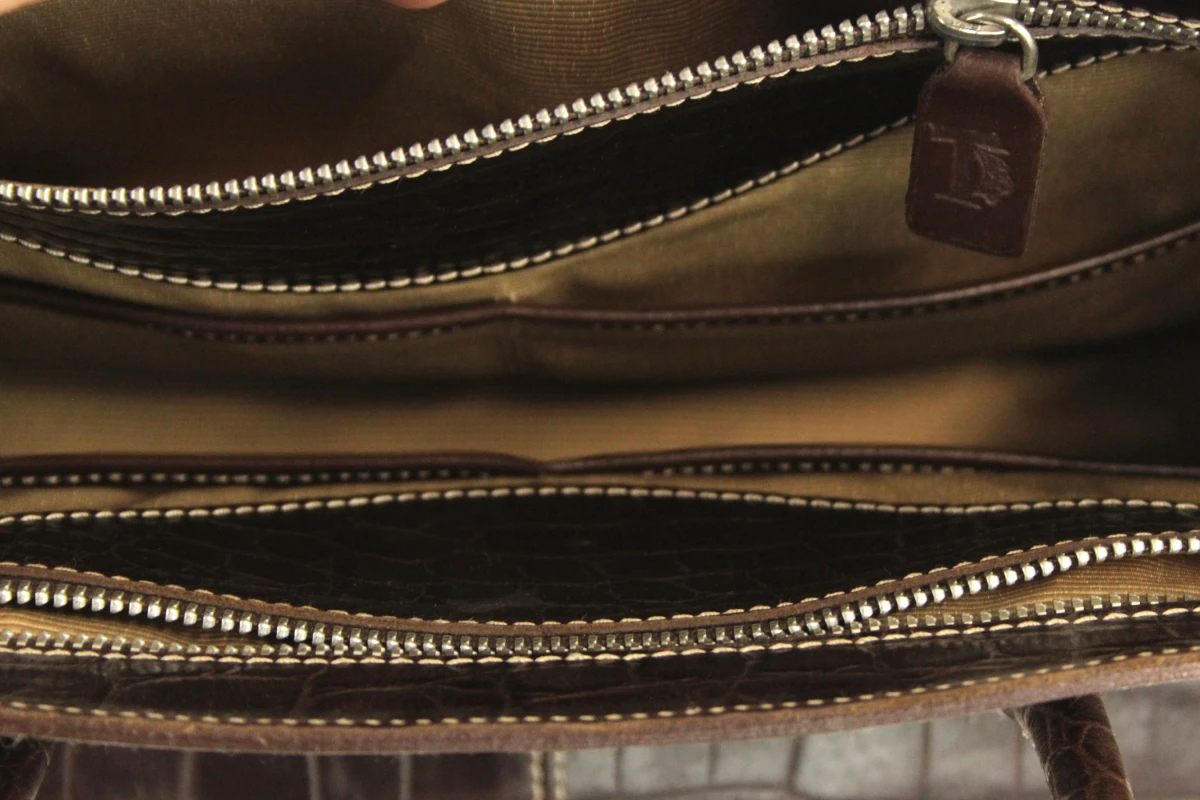 Vintage Tod’s handtas in bruin leder met krokodillenlook - foto 7