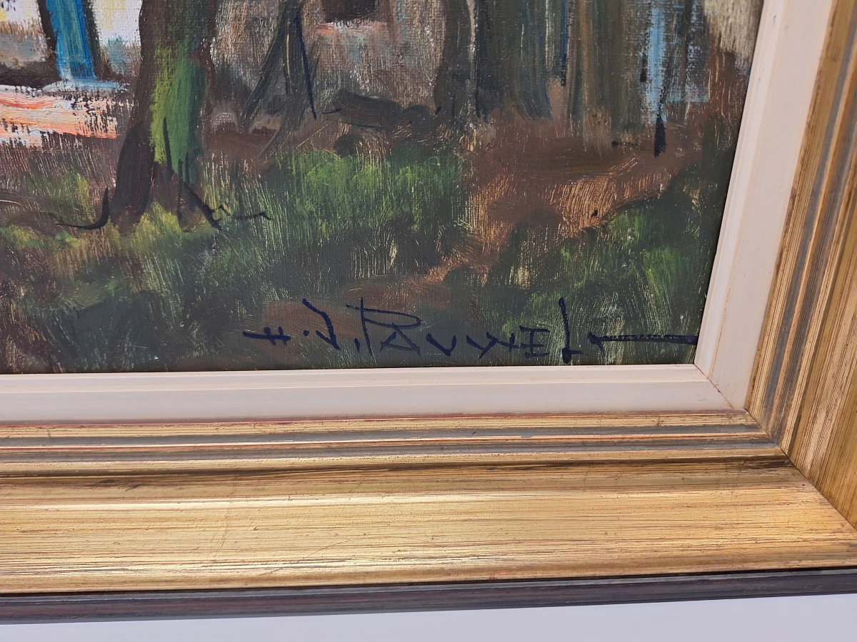 Olieverfschilderij op doek - Boerderij met bloesemboom - Henri Joseph Pauwels - foto 5