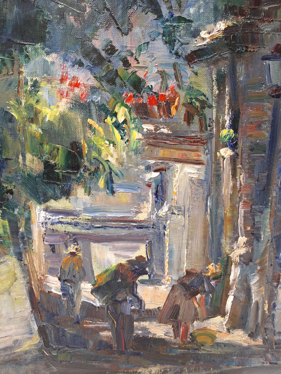 Mediterraan straatgezicht - olieverf op doek, 1995 - Georges Steel - foto 3
