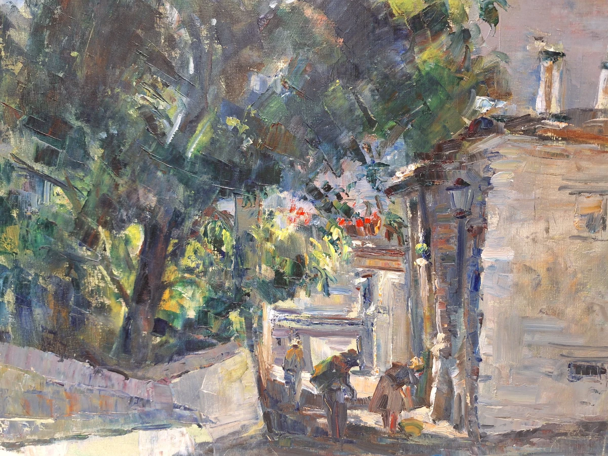 Mediterraan straatgezicht - olieverf op doek, 1995 - Georges Steel - foto 2