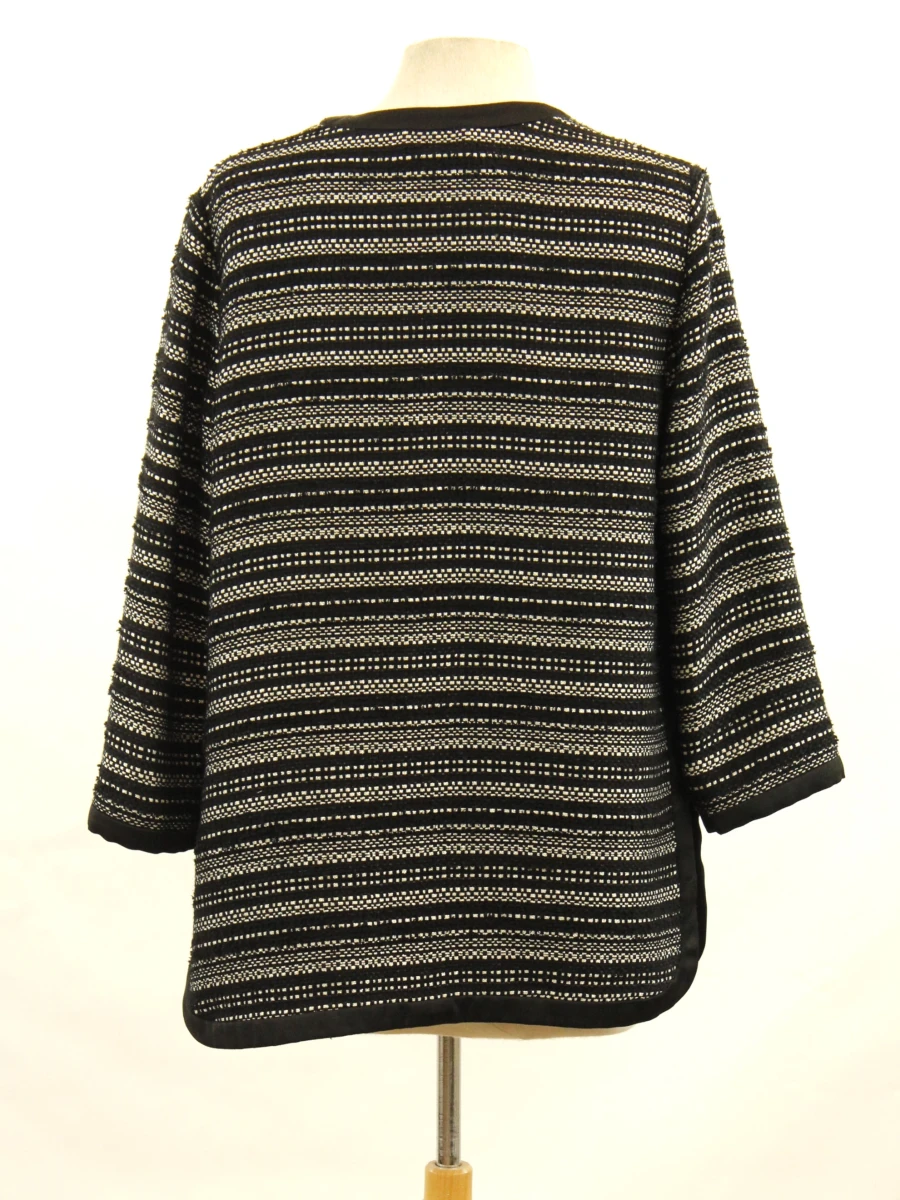 By Malene Birger - open vest in zwart en zilvergrijs met glanzende afwerking - foto 6