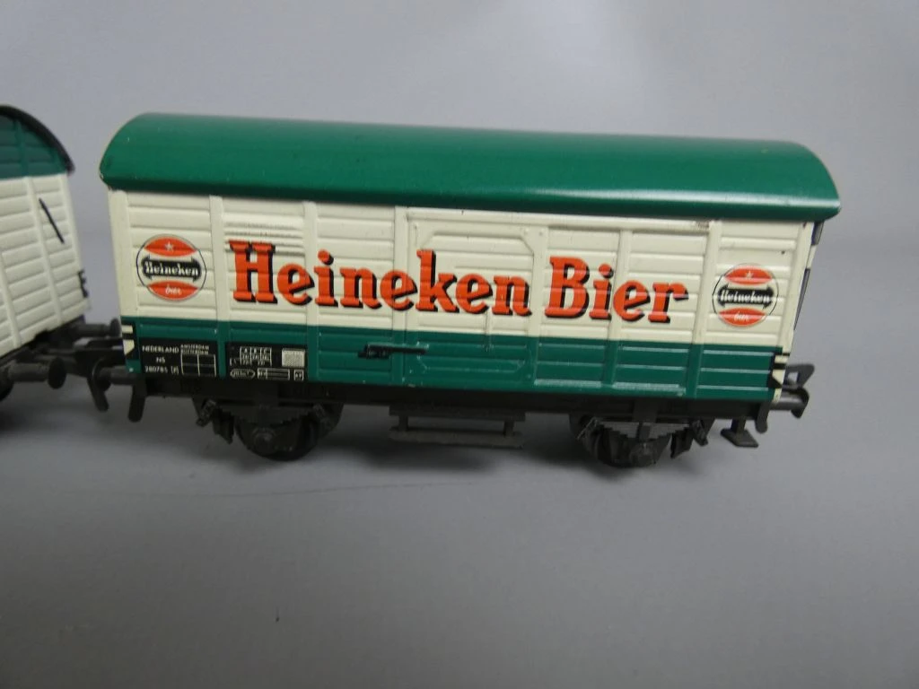 Set van 10 vintage Fleischmann modeltrein wagons met reclame - foto 7