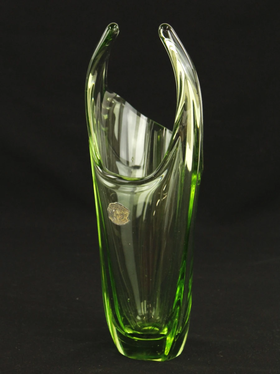 Val Saint Lambert groene kristallen vaas – 1950–1960 - foto 5