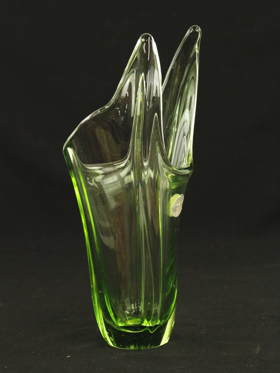 Val Saint Lambert groene kristallen vaas – 1950–1960 - foto 7