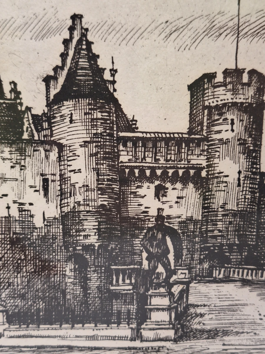 Het Steen met Lange Wapper, Antwerpen - gesigneerde ets 96/150 - Roger Hebbelinck - foto 4