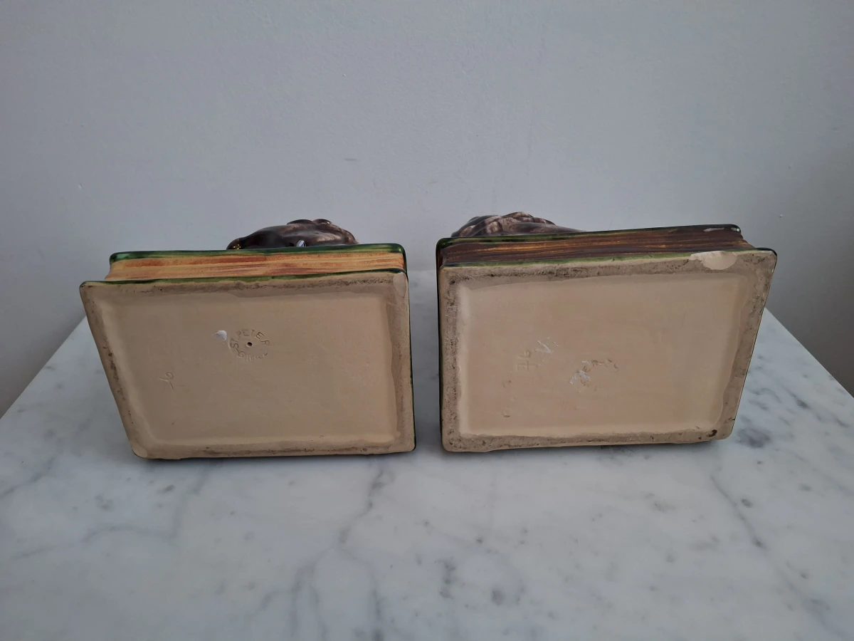 Paar Vintage Majolica Uilen Boekensteunen – St. Peter Graz - foto 7