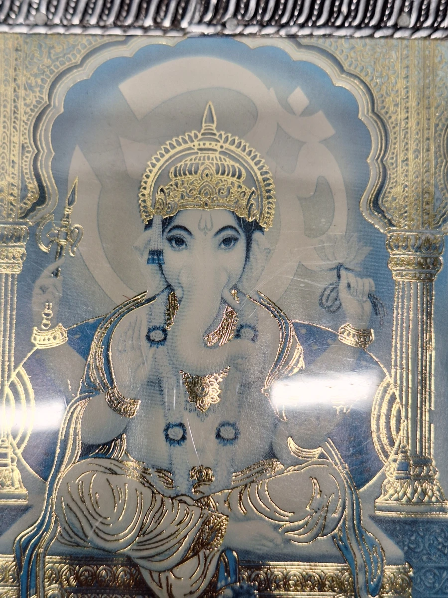 Paar van Indiase spirituele kistjes met reliëfopdruk van Ganesha en Saraswati - foto 14
