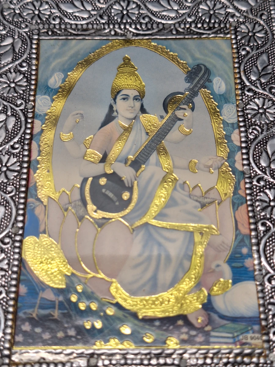 Paar van Indiase spirituele kistjes met reliëfopdruk van Ganesha en Saraswati - foto 5