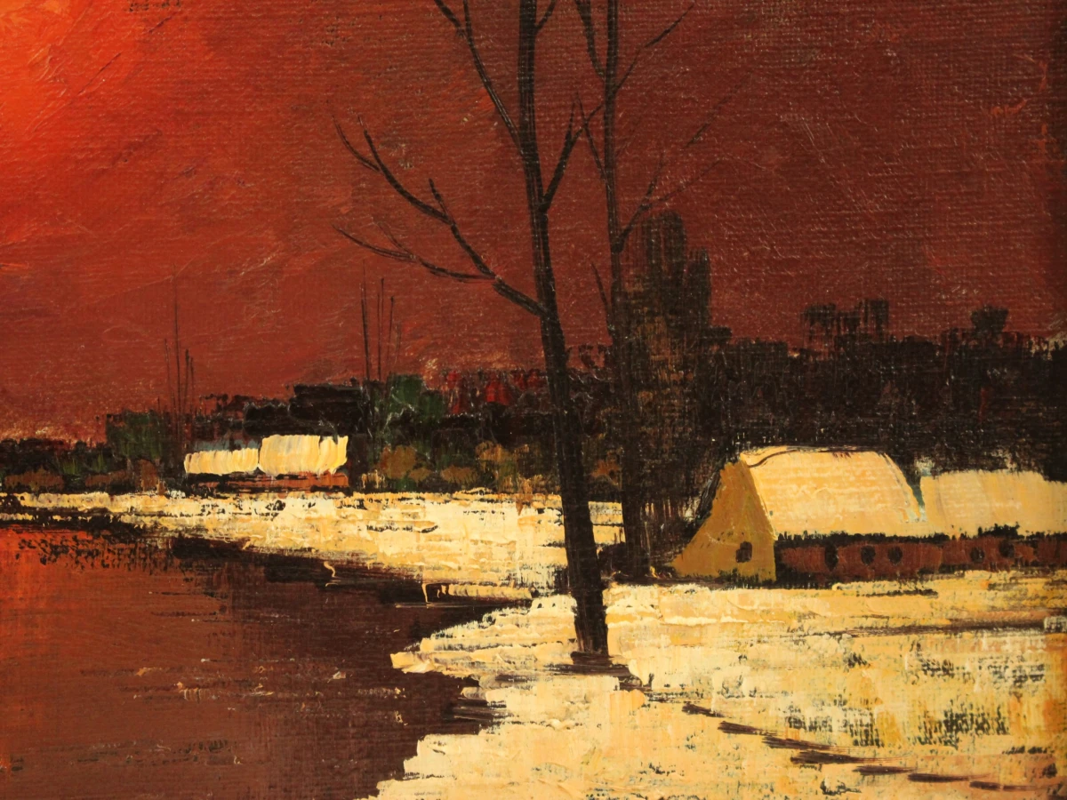 Piet Mees – winters rivierlandschap bij rode avondzon - foto 7