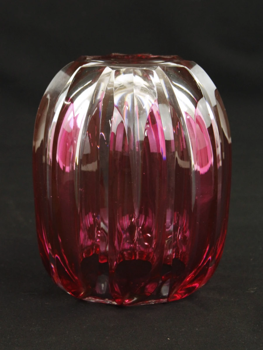 Val Saint Lambert roze vaas in geslepen glas model Zinia 1926 Joseph Simon - foto 3