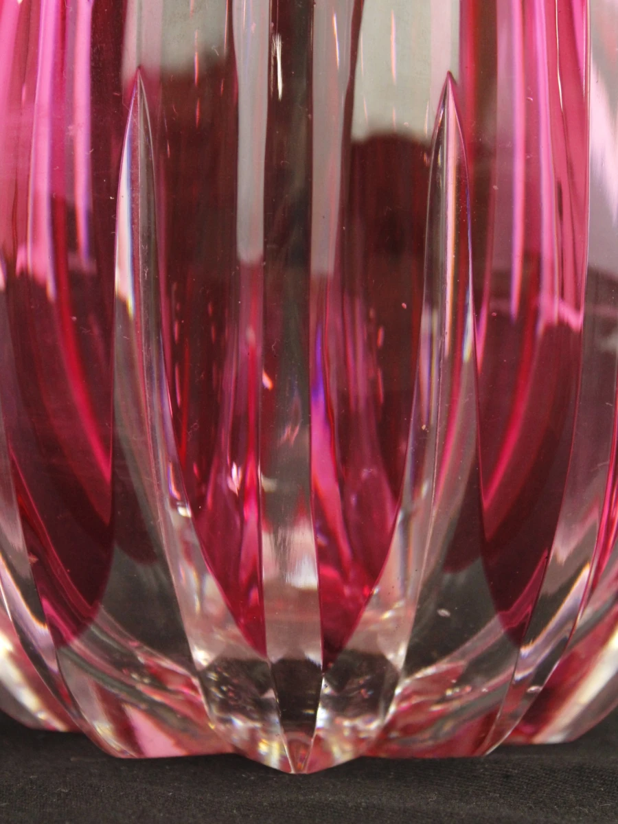 Val Saint Lambert roze vaas in geslepen glas model Zinia 1926 Joseph Simon - foto 7