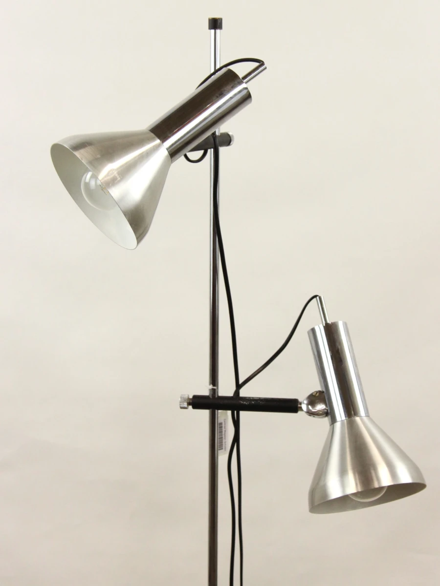 Vintage chroom vloerlamp met 2 spots – Toegeschreven aan Hustadt / Hans Schmidt - foto 3