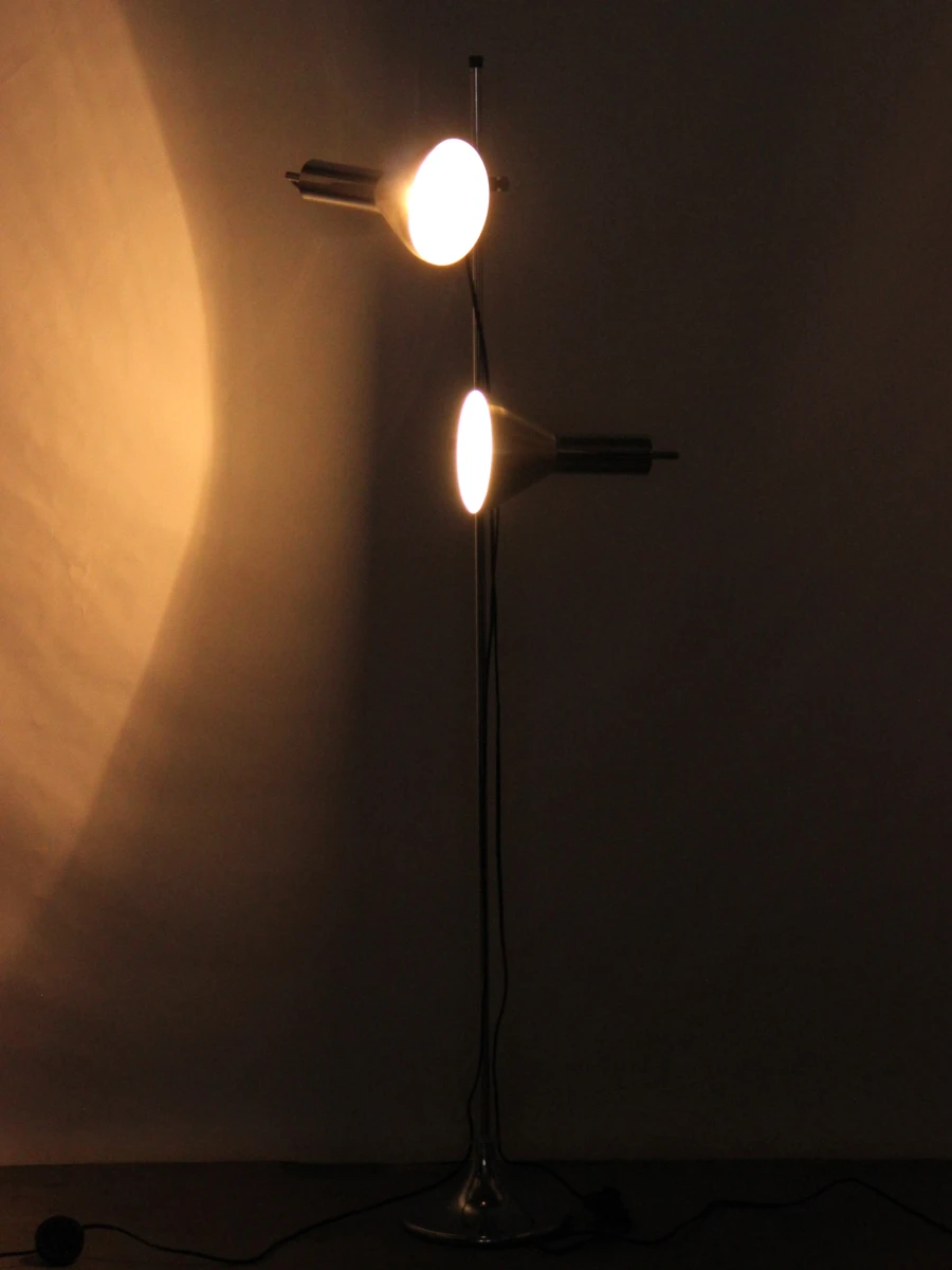 Vintage chroom vloerlamp met 2 spots – Toegeschreven aan Hustadt / Hans Schmidt - foto 8