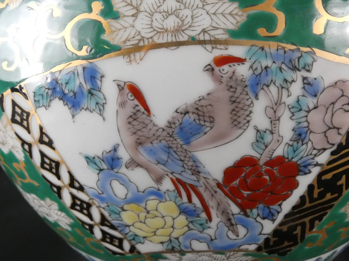 Handbeschilderde porseleinen cachepot in Japanse Imari-stijl - foto 4