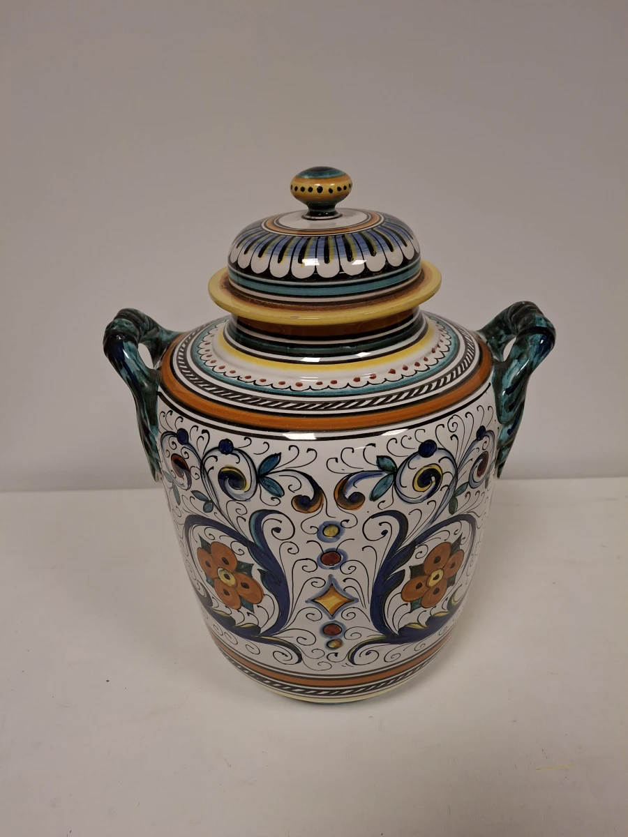 Keramische pot met deksel en bord van Mari C Deruta Italy - foto 2