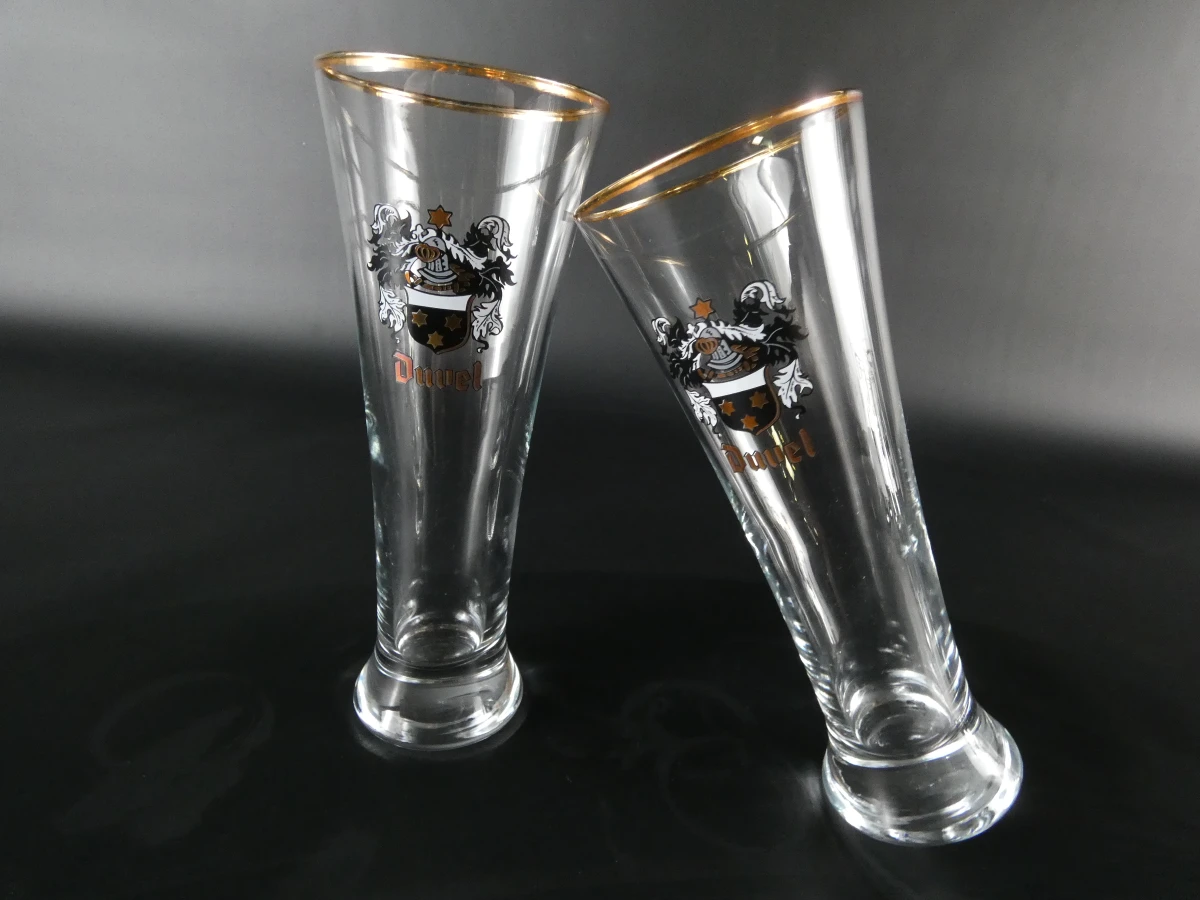 Set van 6 Duvel bierglazen met gouden rand - foto 4