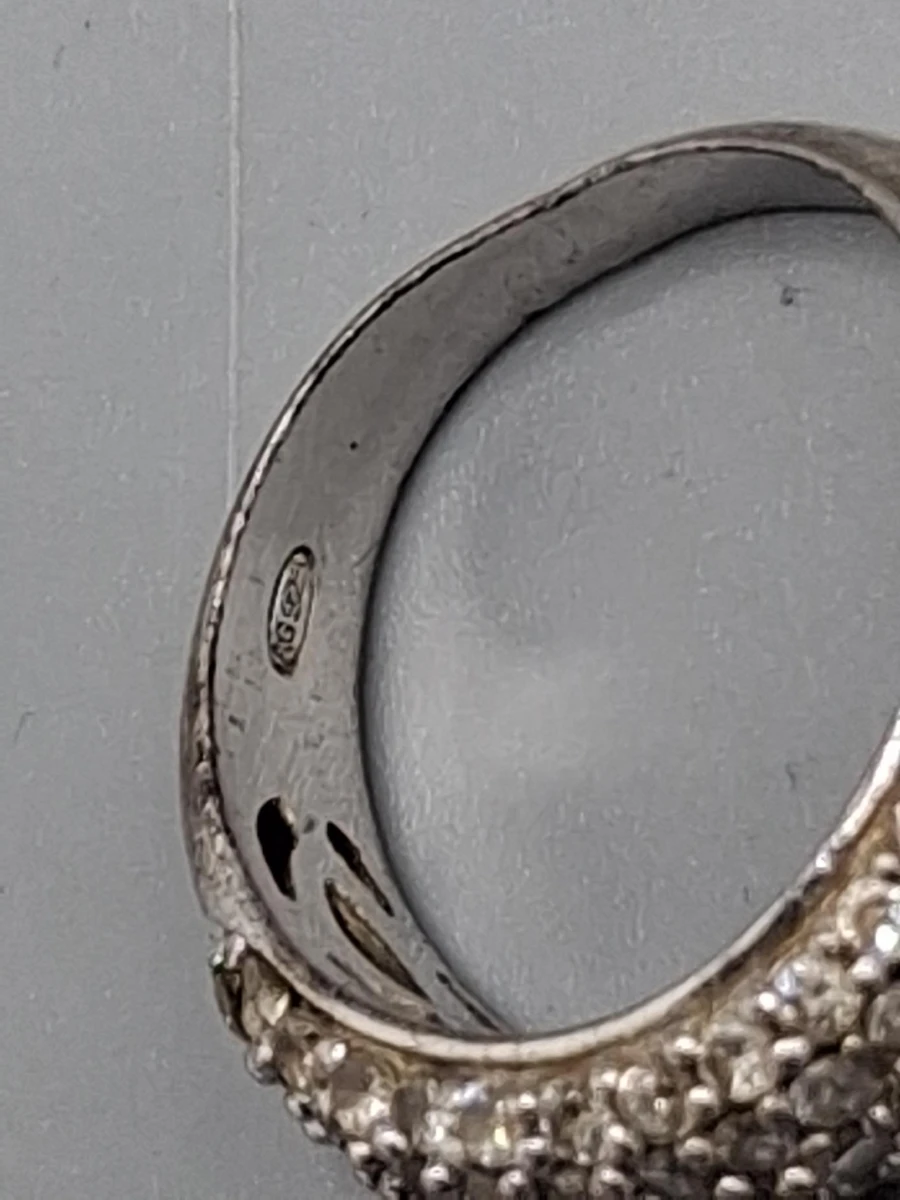 Klassieke zilveren pavé gezette koepelring - foto 2