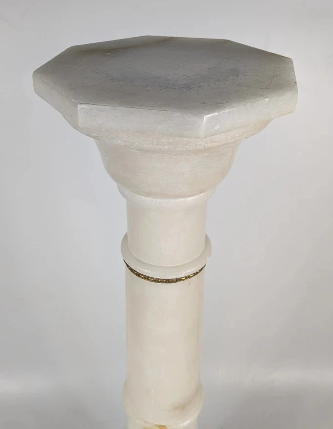 Witte marmeren lamp met zuil en elektrische bediening - foto 3