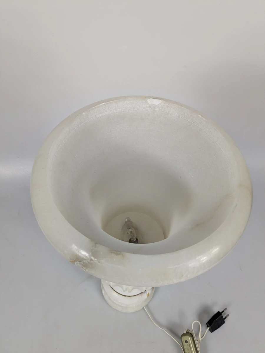 Witte marmeren lamp met zuil en elektrische bediening - foto 6