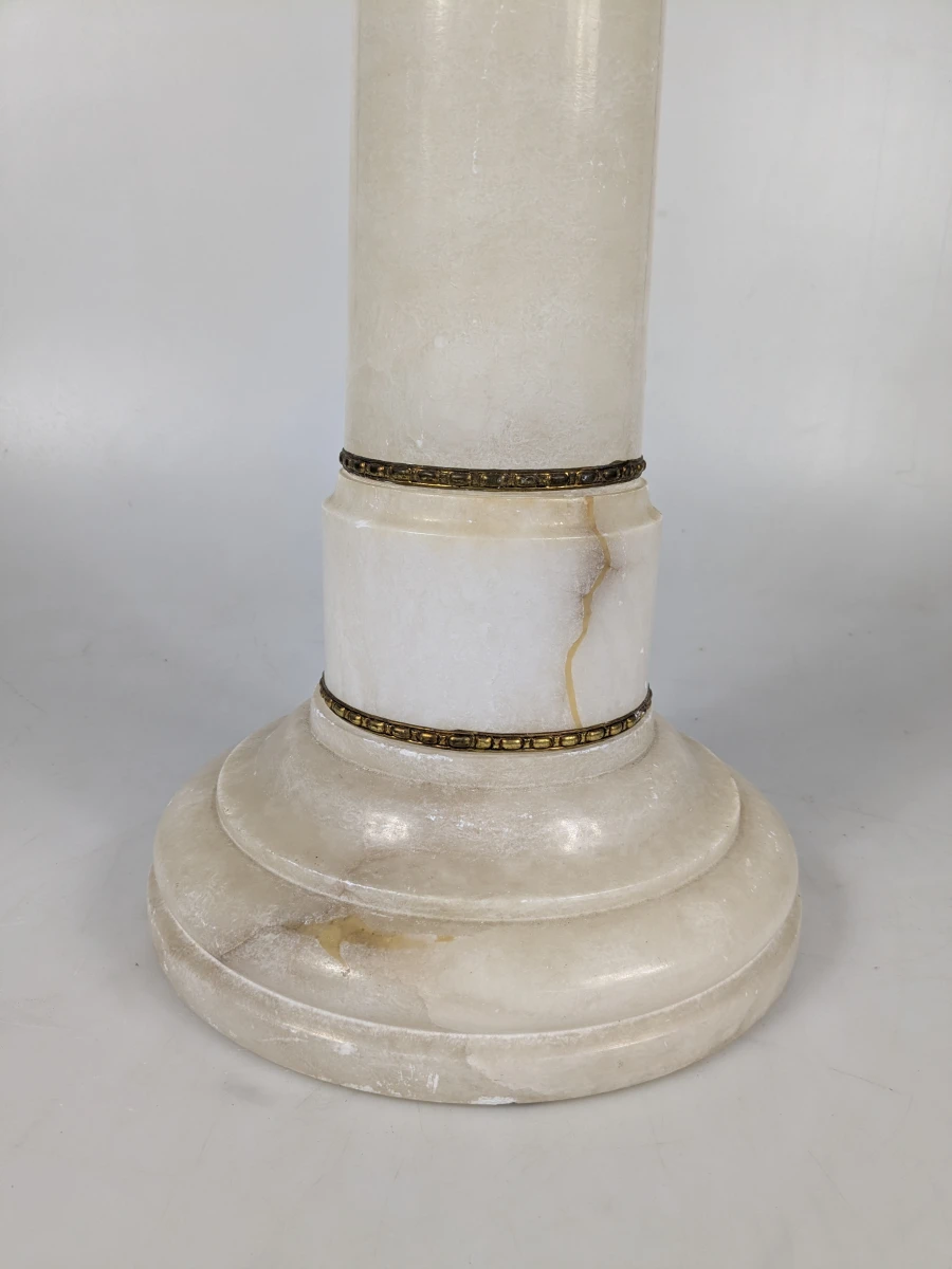 Witte marmeren lamp met zuil en elektrische bediening - foto 4