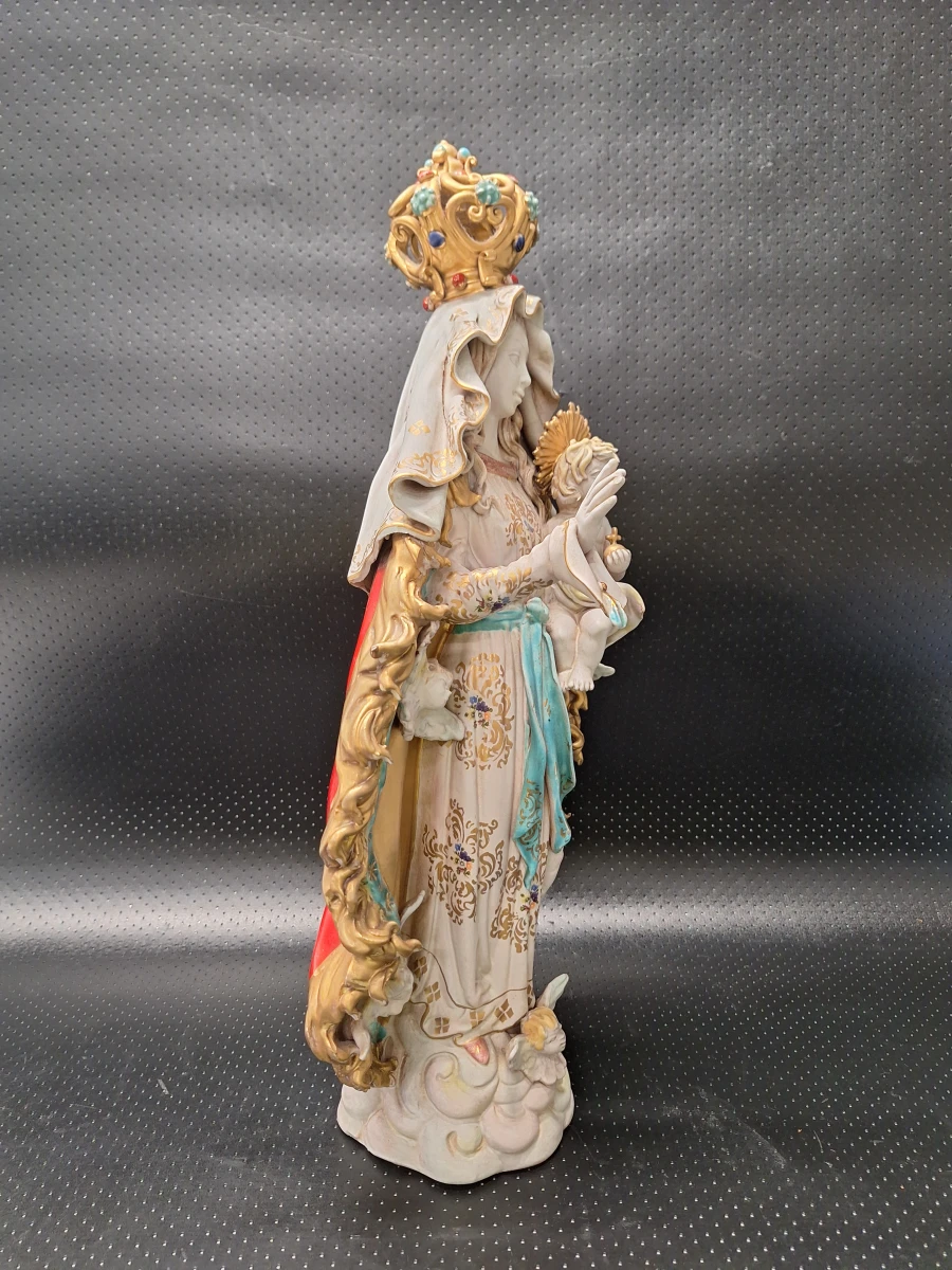 Gekroonde Madonna met Jezuskind en engeltjes in de stijl van Eugenio Pattarino - foto 9