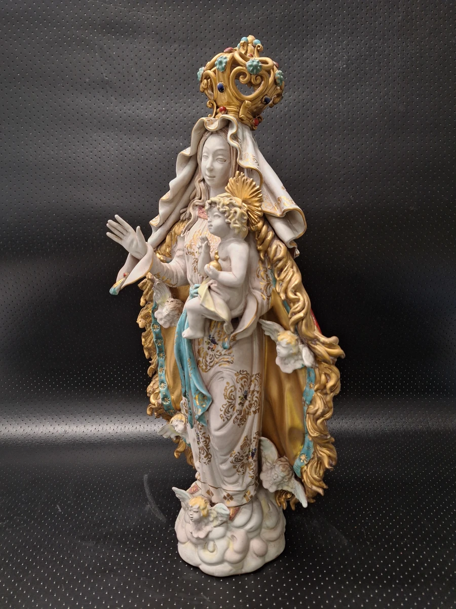 Gekroonde Madonna met Jezuskind en engeltjes in de stijl van Eugenio Pattarino - foto 11