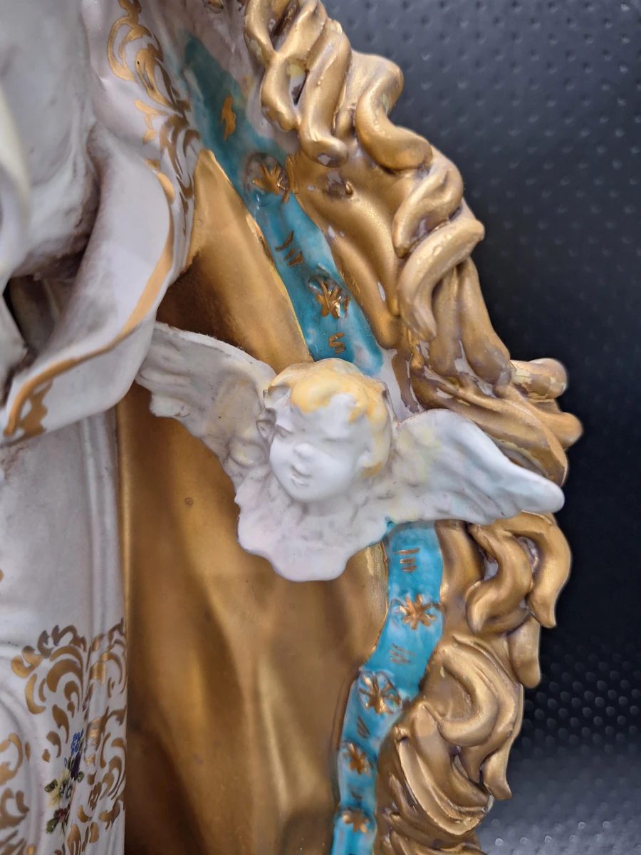 Gekroonde Madonna met Jezuskind en engeltjes in de stijl van Eugenio Pattarino - foto 5